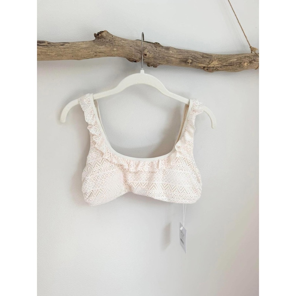 Andie The Hydra‎ Top White Crochet Lace Ruffle Bikini Swim Top Medium